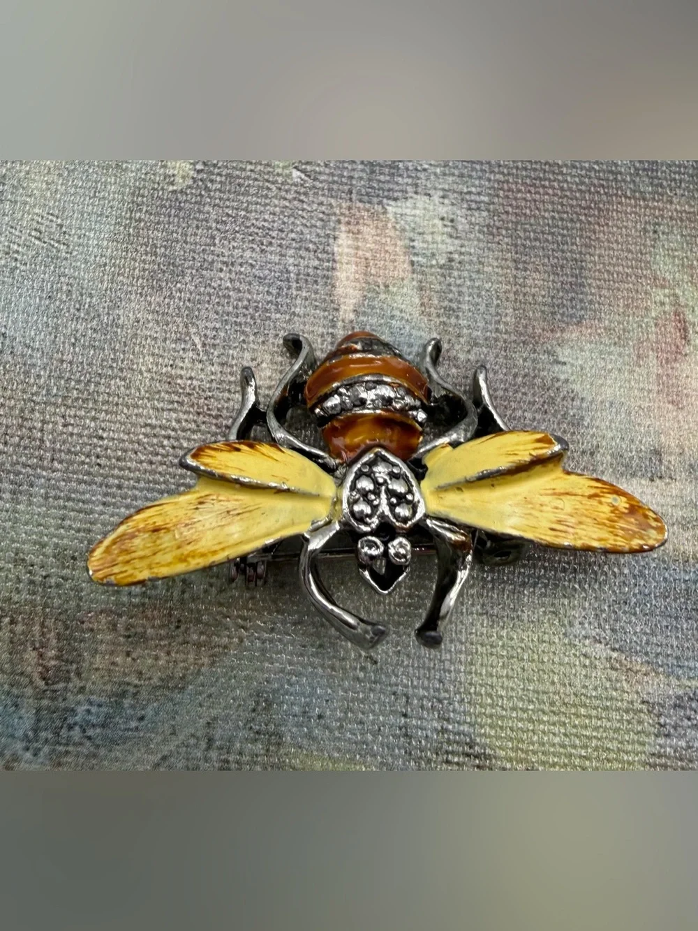 Amber Yellow Bee Brooch Pin